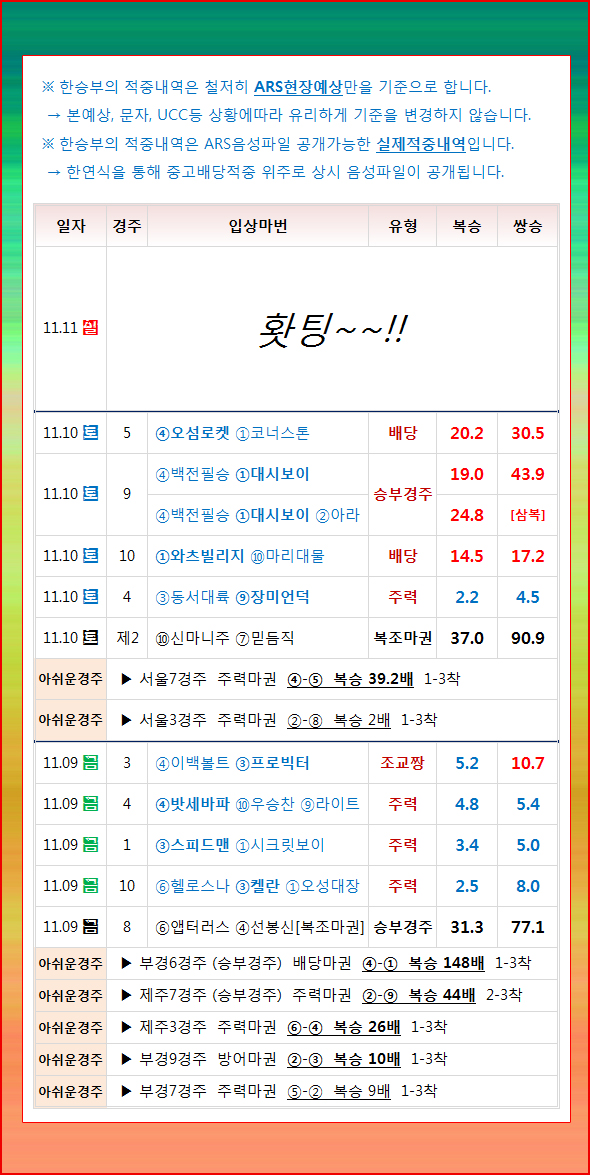 코리아레이스 경마 - 실시간 경마 종합 정보 코리아레이스 경마